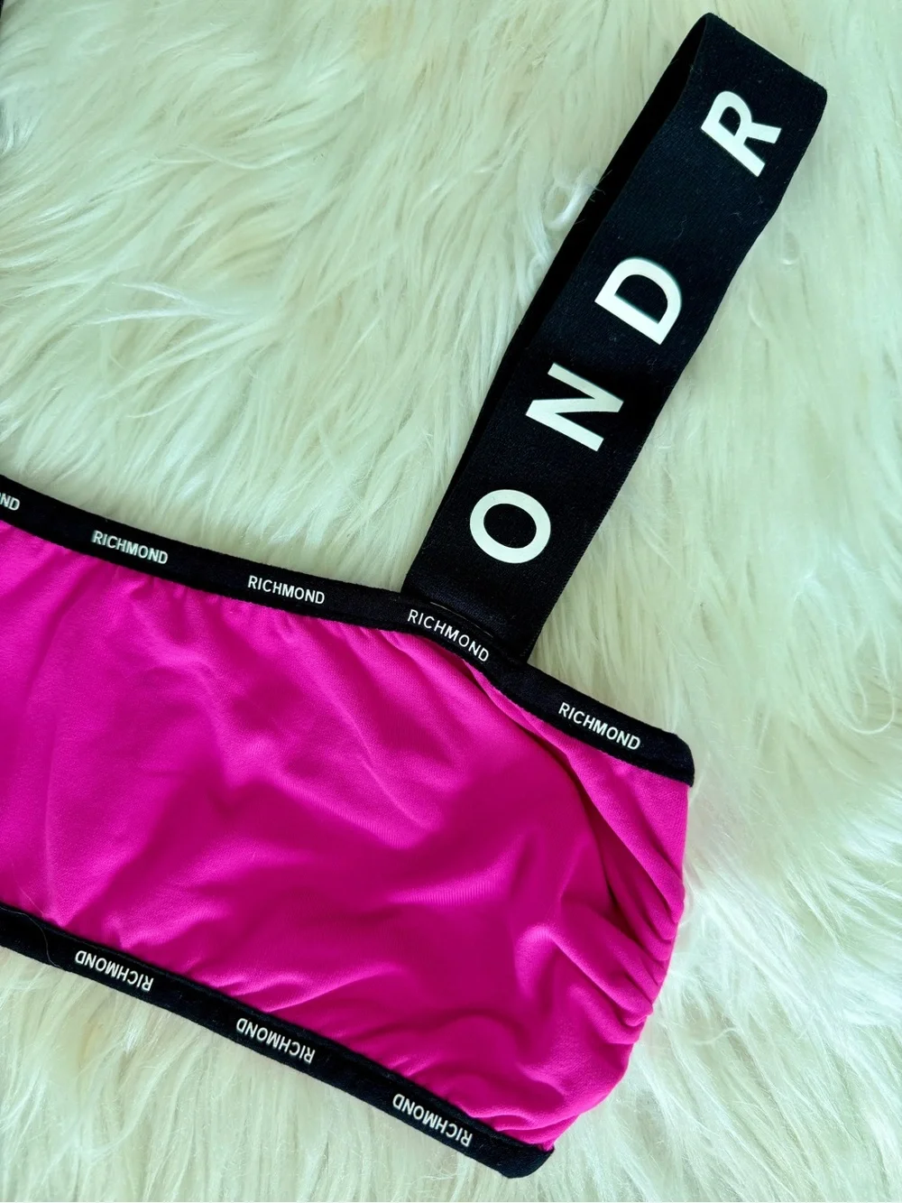 John Richmond Two-Piece Swim Bikini with Black Logo Straps